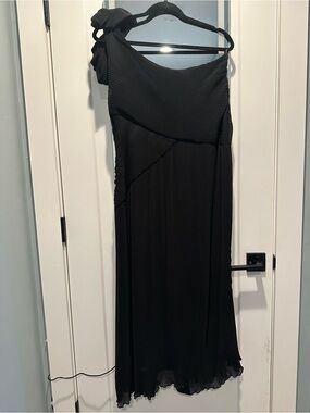 Maeve by Anthropologie One-Shoulder Bow Pleated Dress 12P